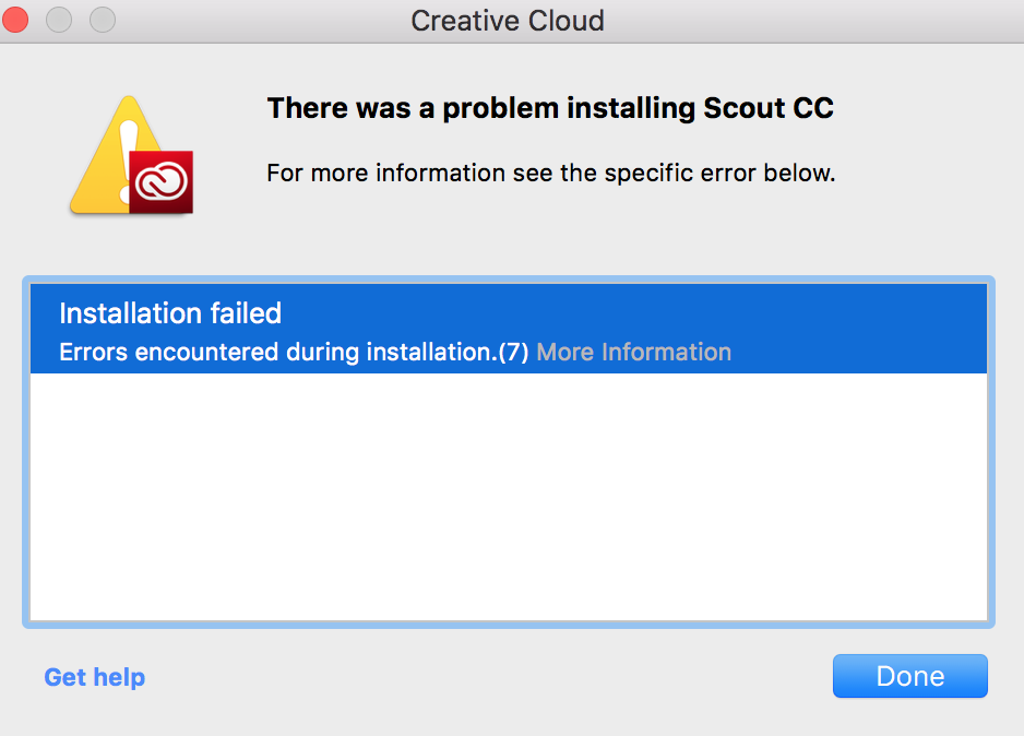 adobe creative cloud installation failed error code 1